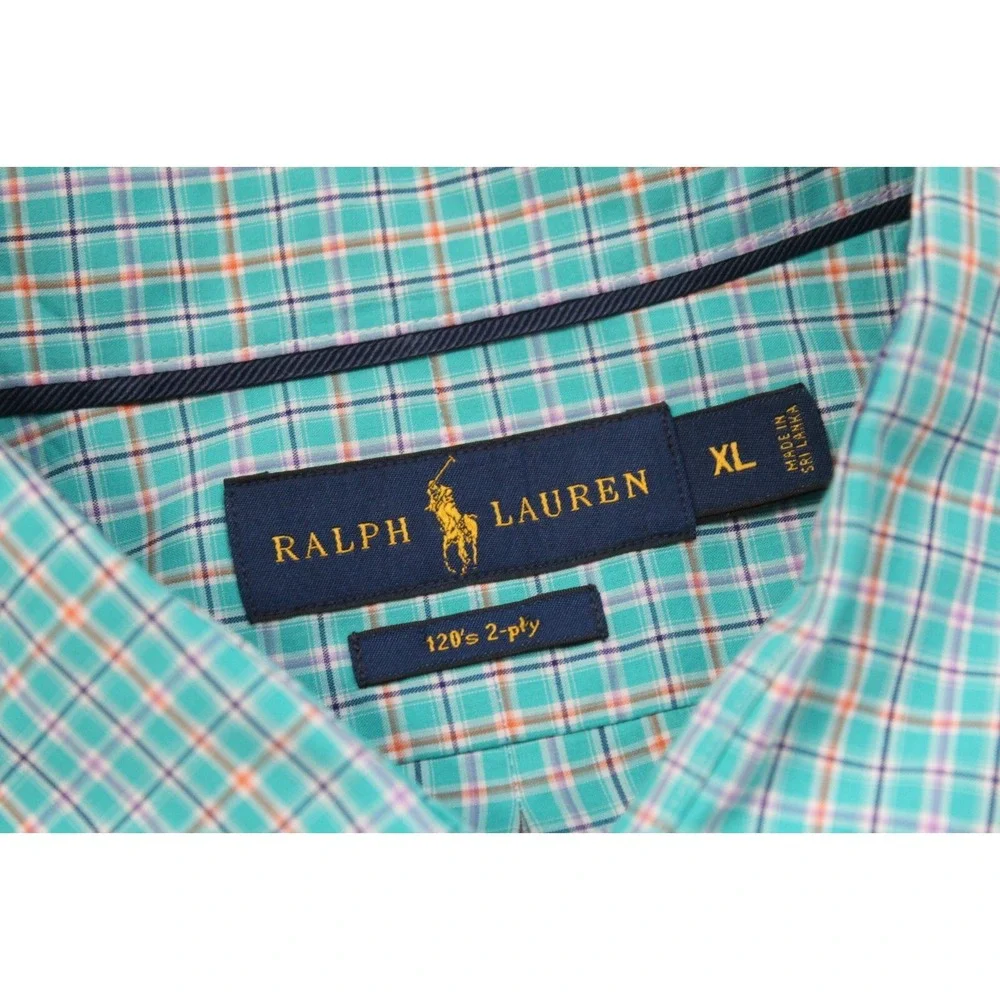 Polo Ralph Lauren Dress Shirt Plaid 120s 2-Ply‎ Classic Fit Long Sleeve Mens XL